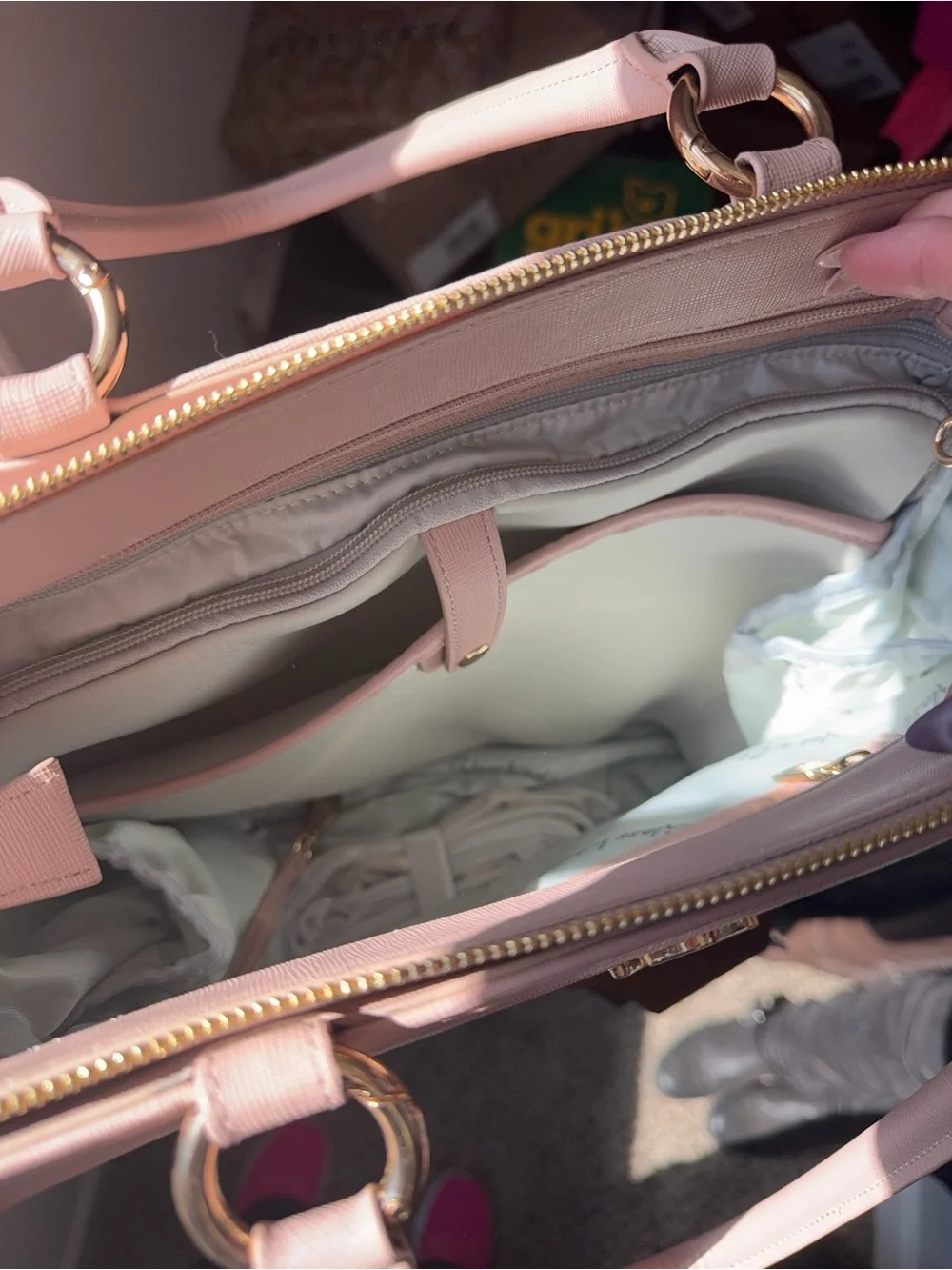 Chic Blush Everly 2.0 Structured Tote Backpack with Gold Hardware